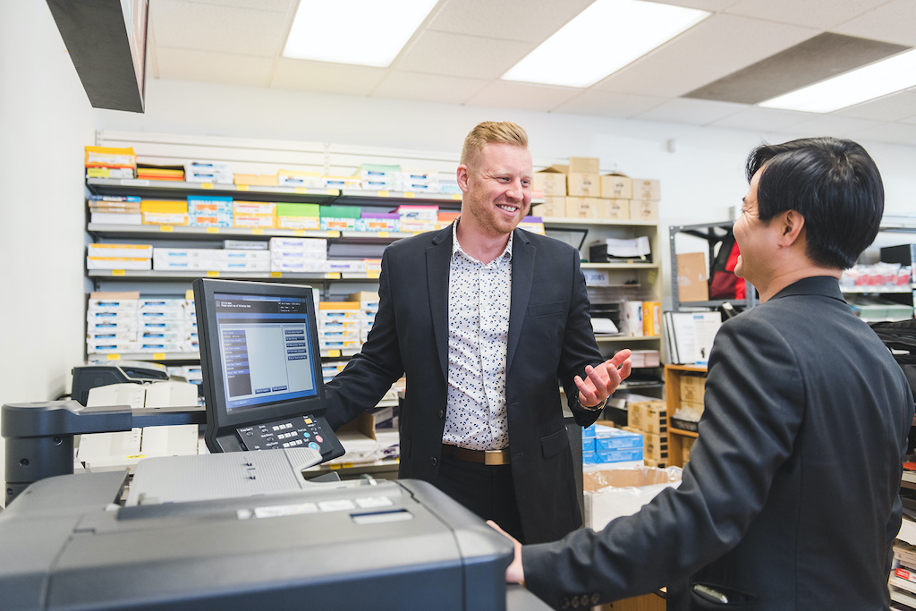 Team member with customer 